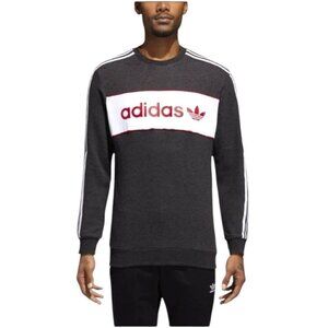 Adidas Sweatshirt Men Medium Gray Logo Long Sleeve Trefoil Crew‎ Neck Streetwear